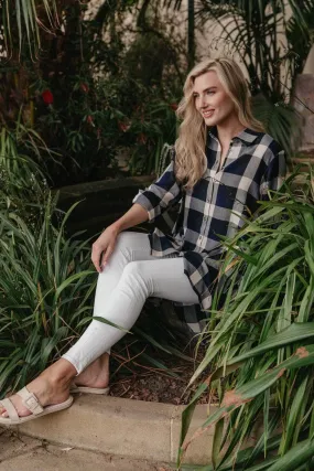 Saloos Check Print Shirt-Dress with Pockets